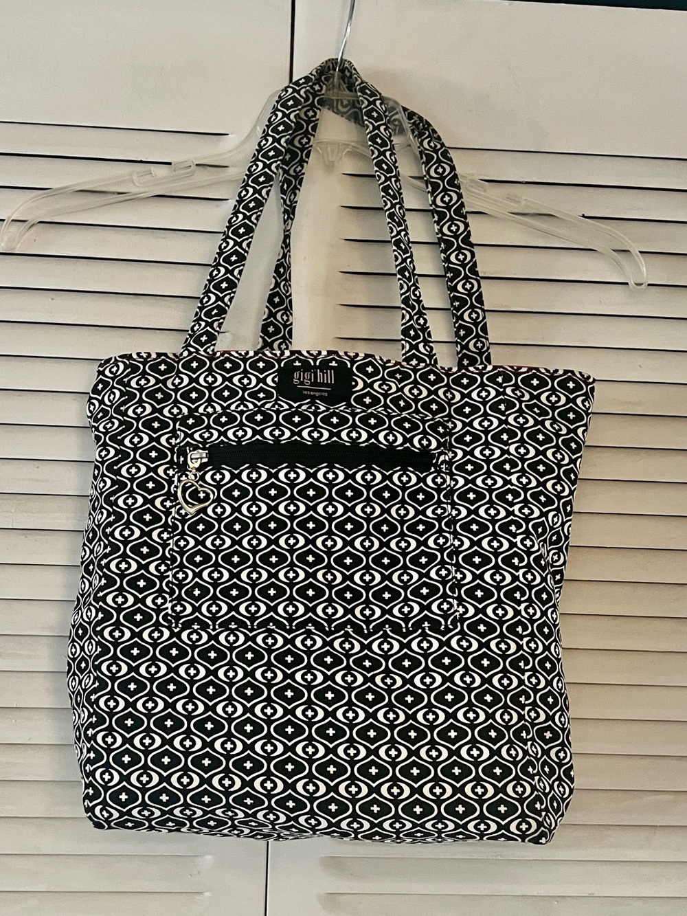 Gigi Hill Los Angeles Black & White Geometric Patterned Tote Bag
